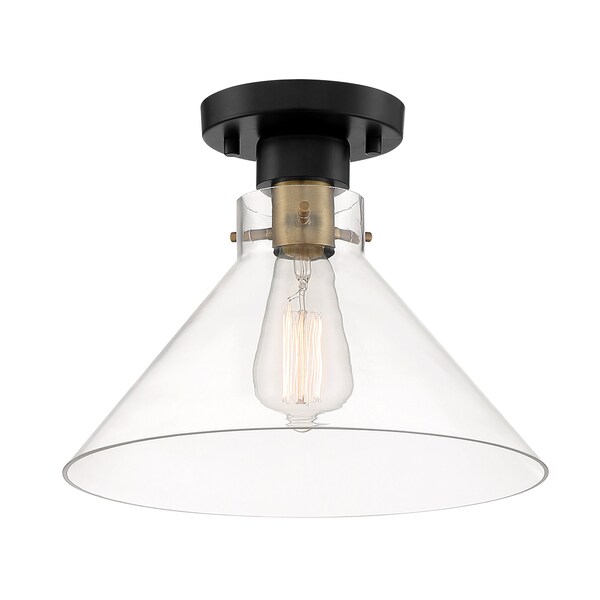 Designers Fountain 12in Willow Creek 1-Light Matte Black Ceiling Light Semi Flush Mount D204M-SF-MB - main